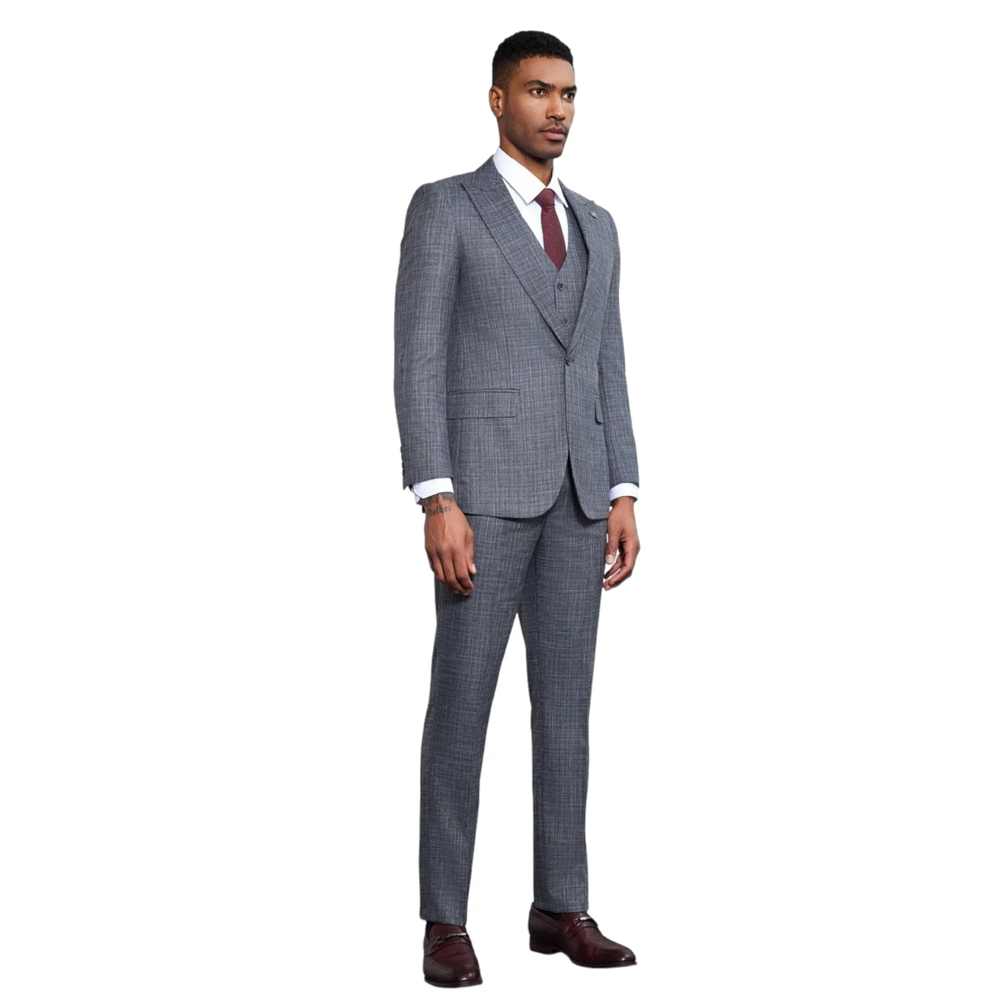 STACY ADAMS: Solid Texture 3pc. Suit SM173H