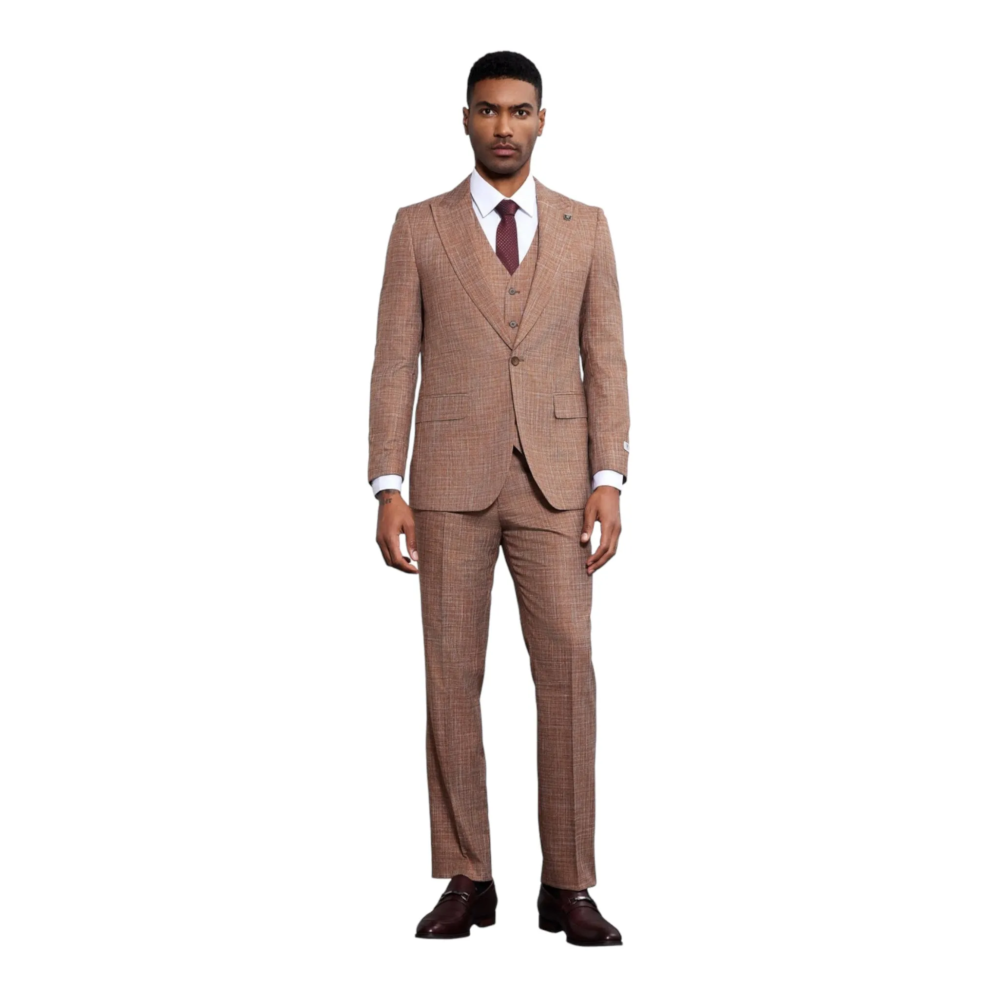 STACY ADAMS: Solid Texture 3pc. Suit SM173H