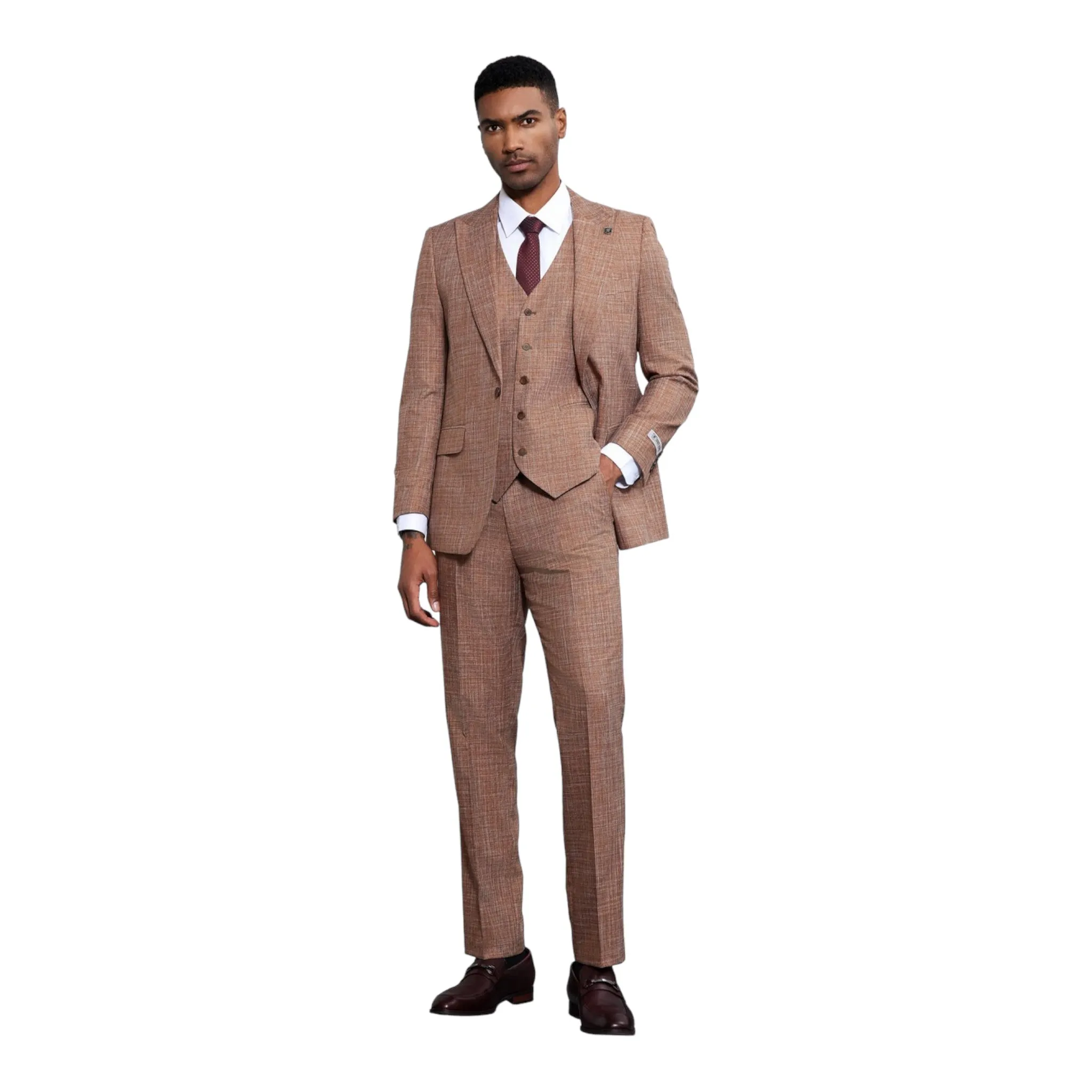 STACY ADAMS: Solid Texture 3pc. Suit SM173H
