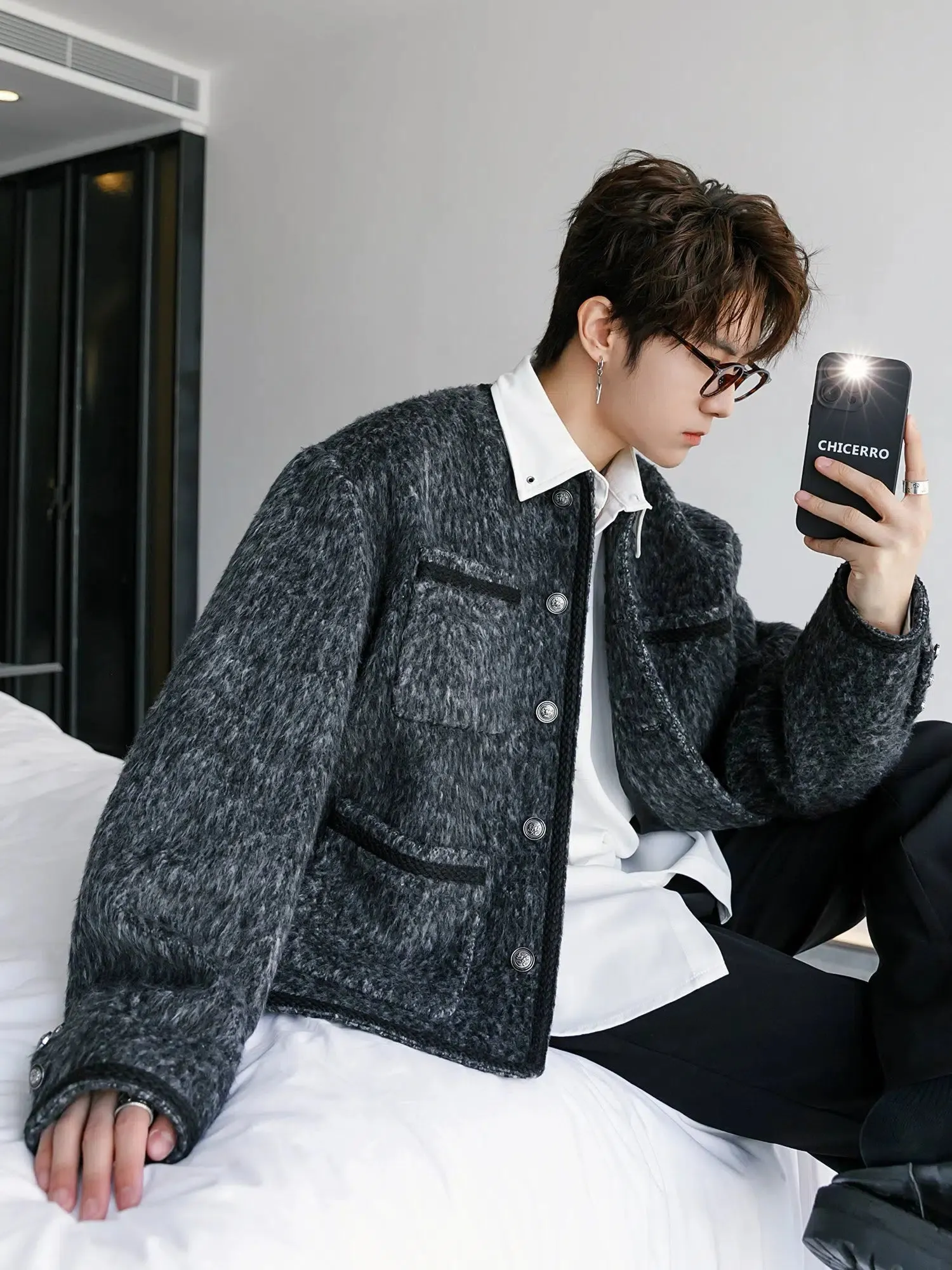 Stylish Knit Button-Up Jacket