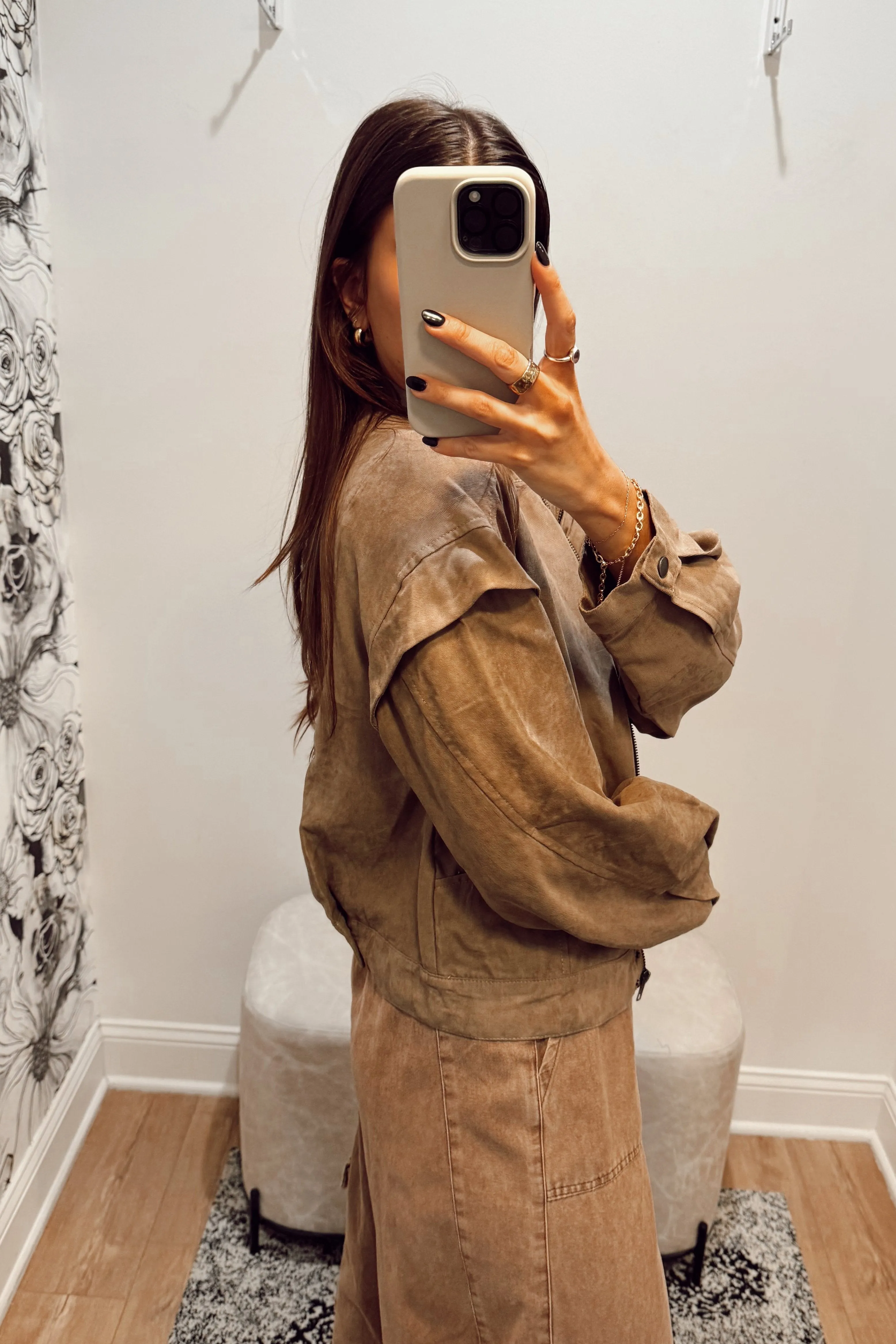 Suede Zip Up Moto Jacket