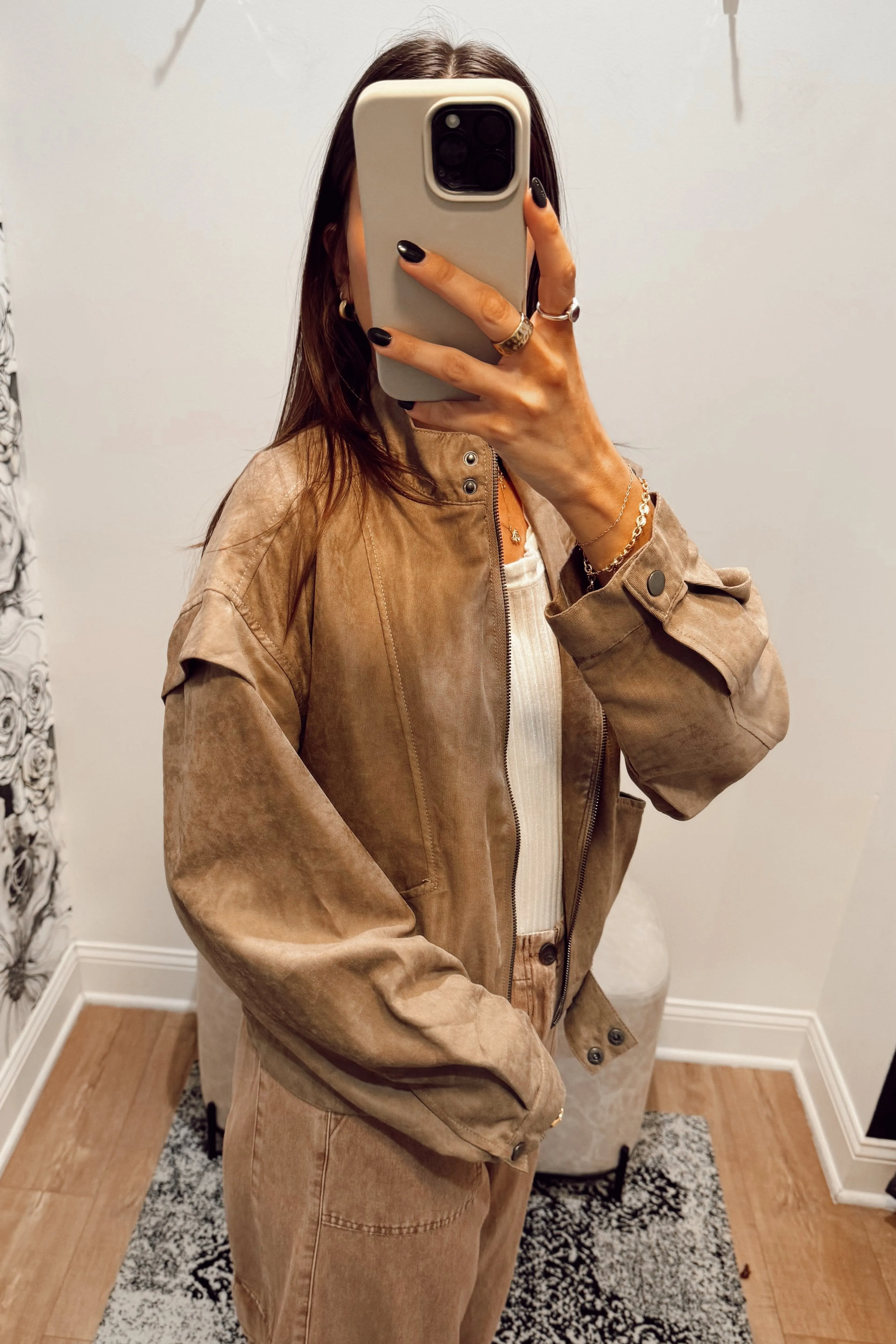 Suede Zip Up Moto Jacket