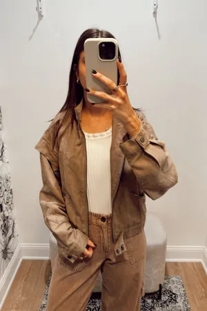 Suede Zip Up Moto Jacket