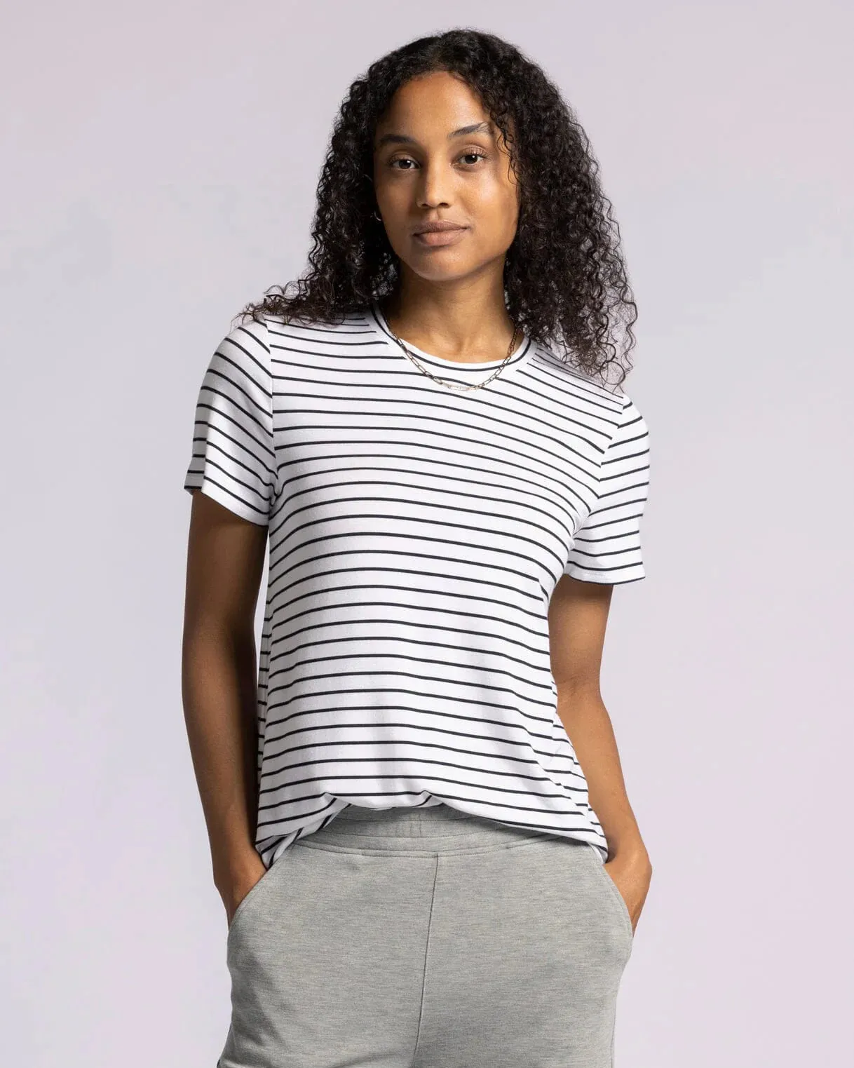 Thread & Supply | Nikki Tee | White and Black Stripe