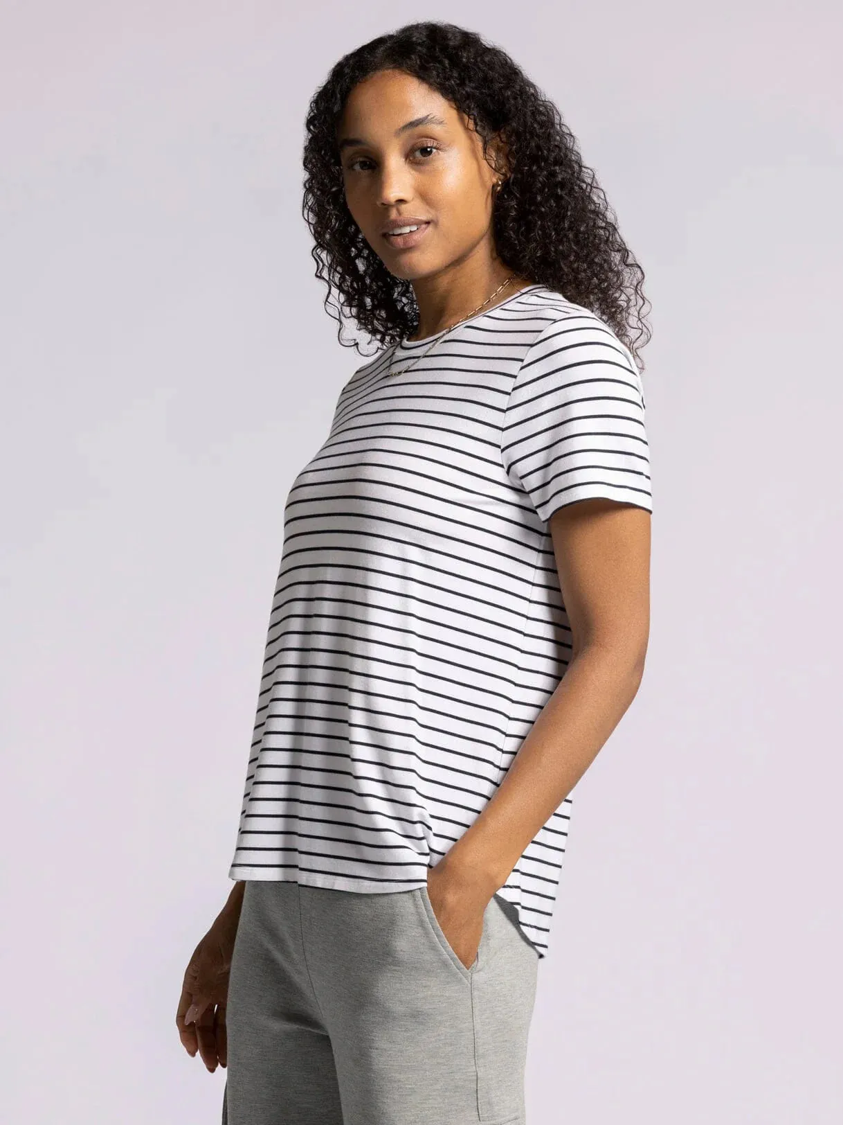 Thread & Supply | Nikki Tee | White and Black Stripe
