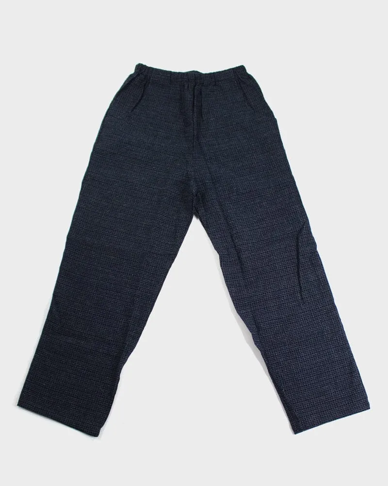 ToK Pants, Chijimi Indigo with Small Grid