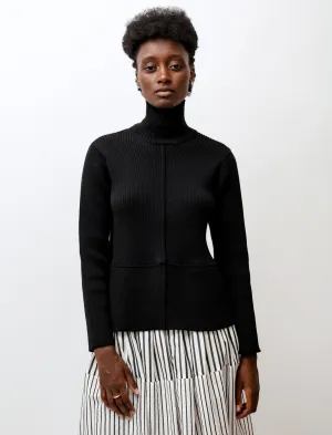 Turtleneck Sweater with Flounce Black