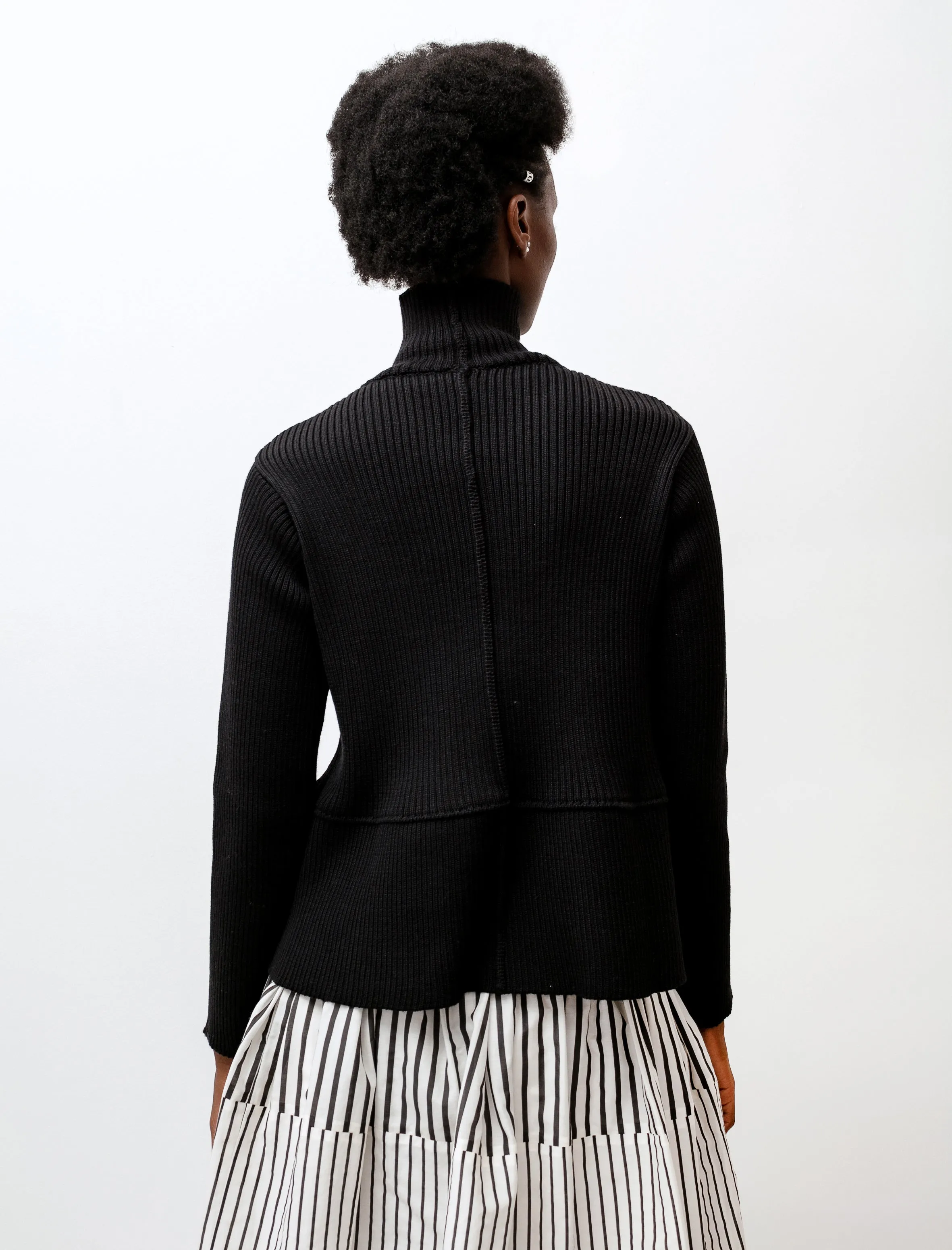 Turtleneck Sweater with Flounce Black