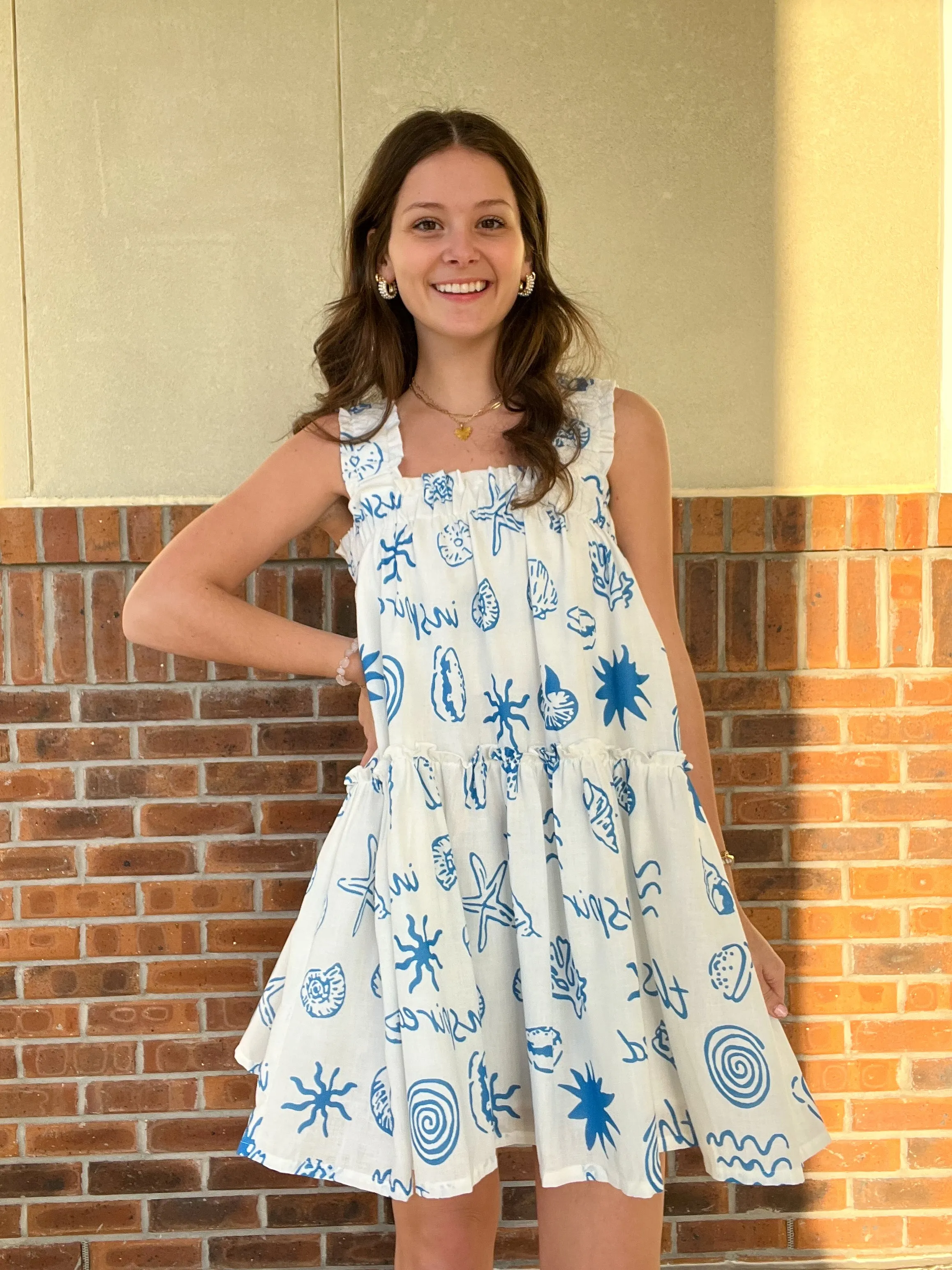 Umgee Coastal Tiered Mini Dress