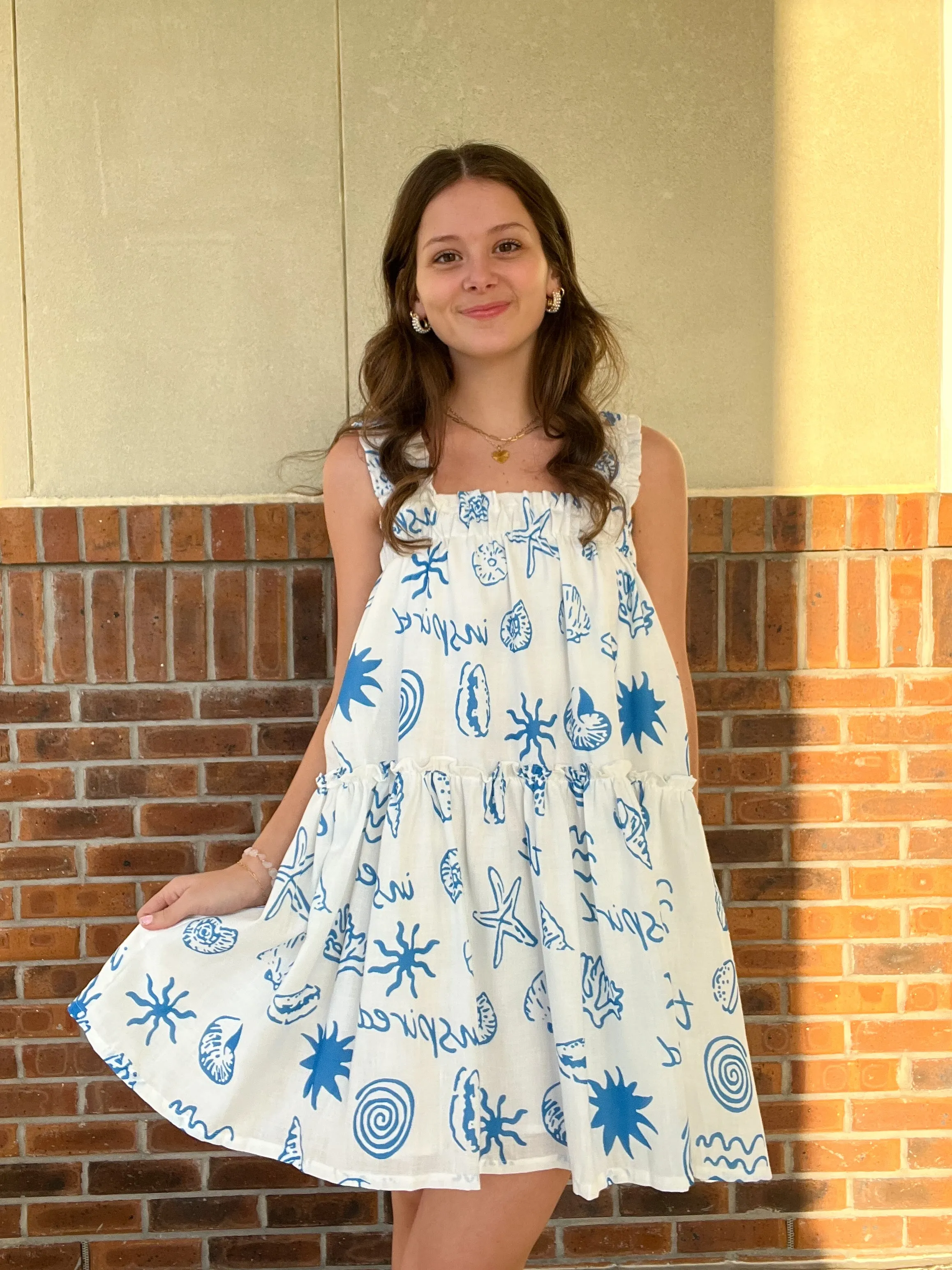 Umgee Coastal Tiered Mini Dress