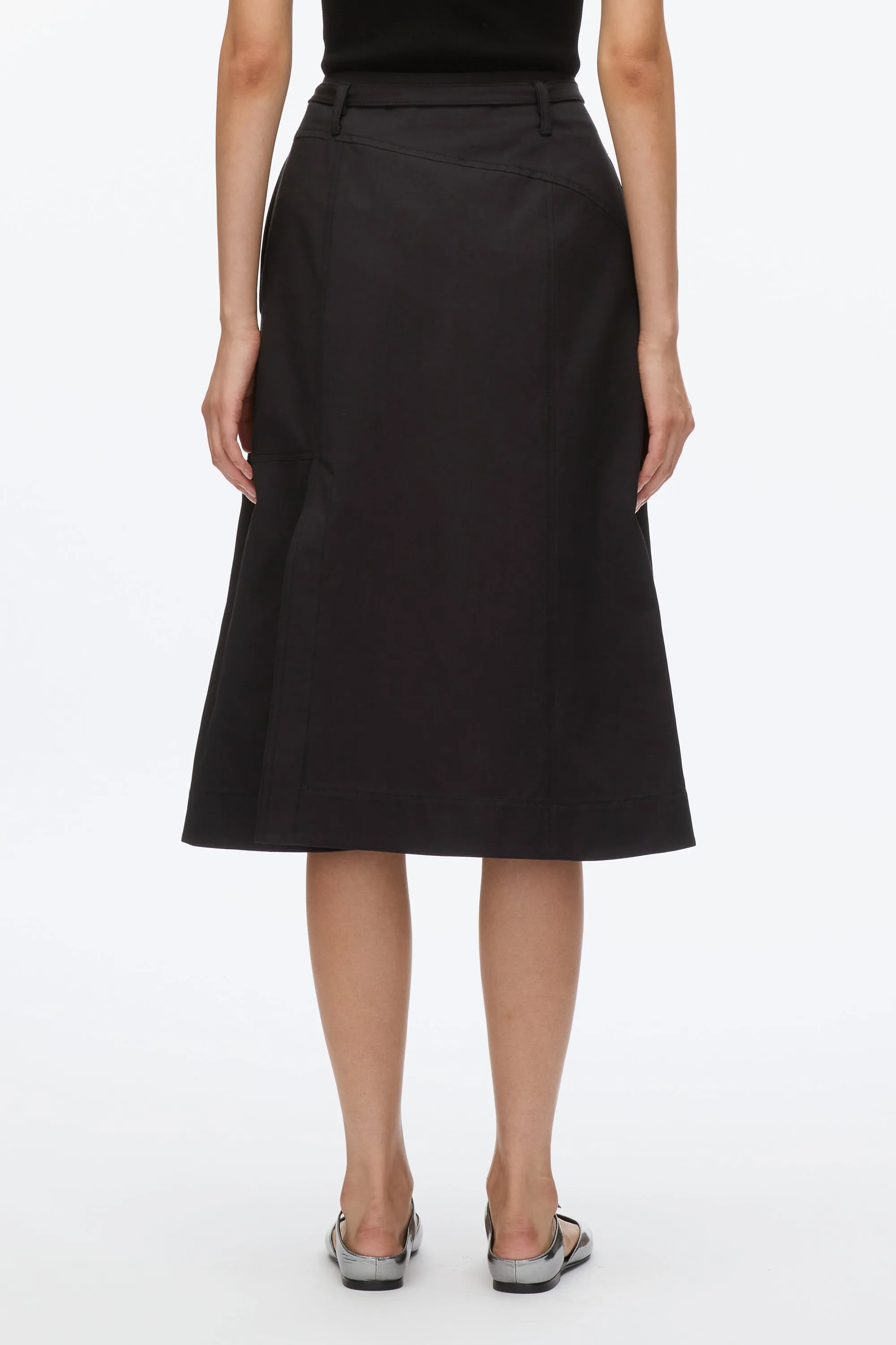 Utility Skirt with Zip Chiffon Godet