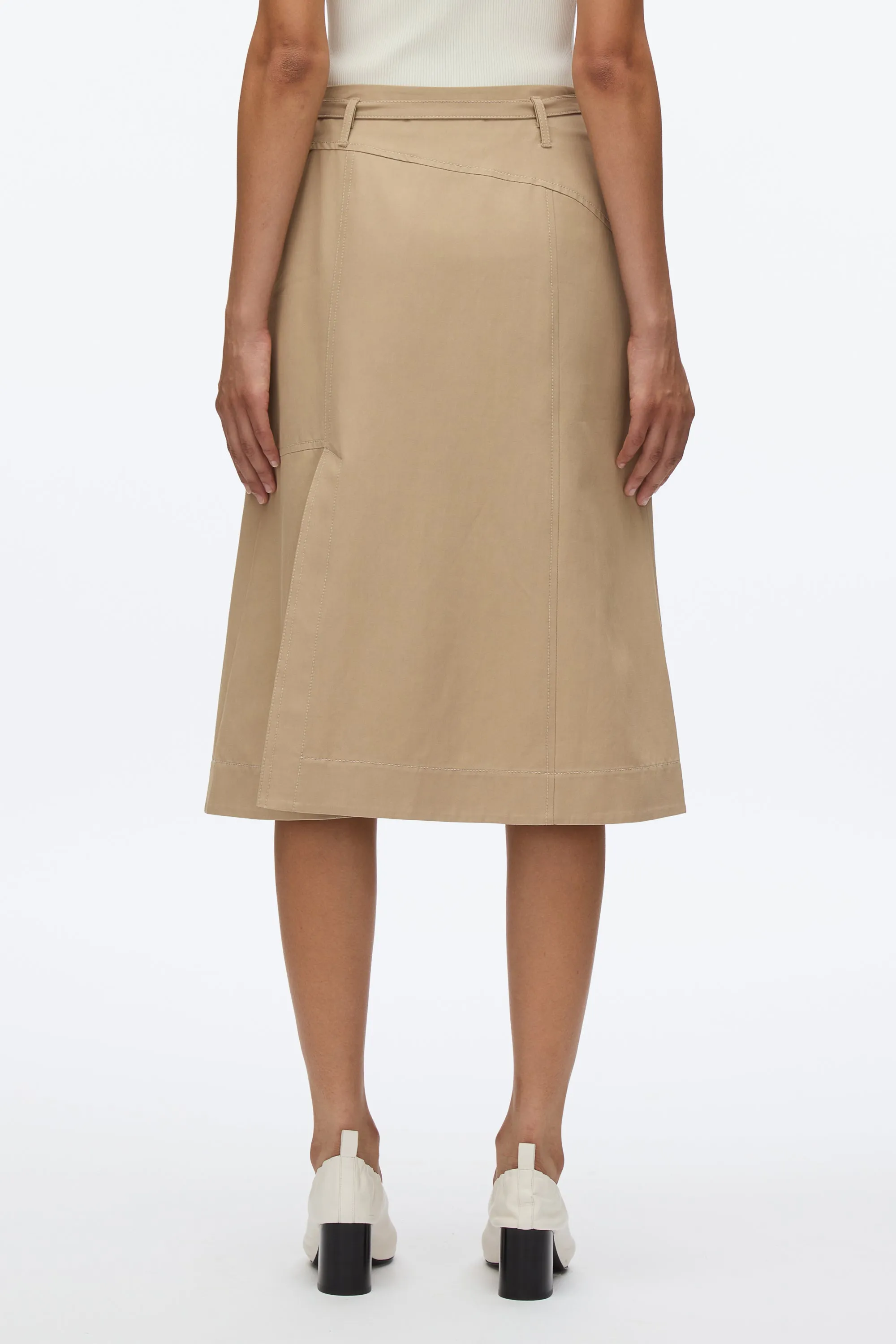 Utility Skirt with Zip Chiffon Godet