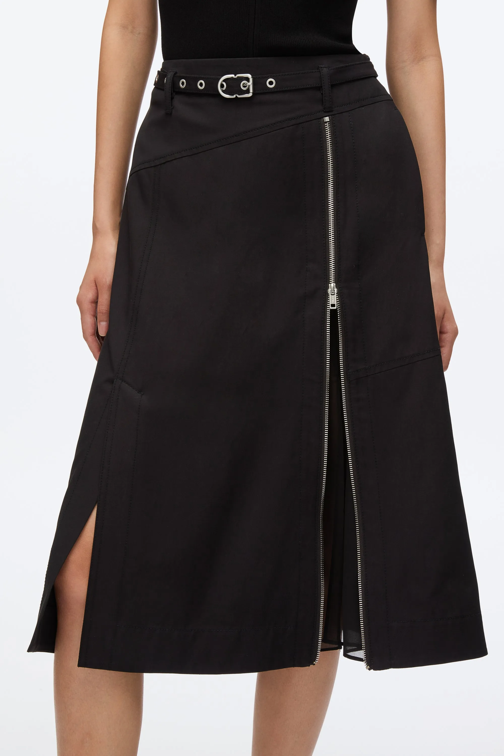 Utility Skirt with Zip Chiffon Godet