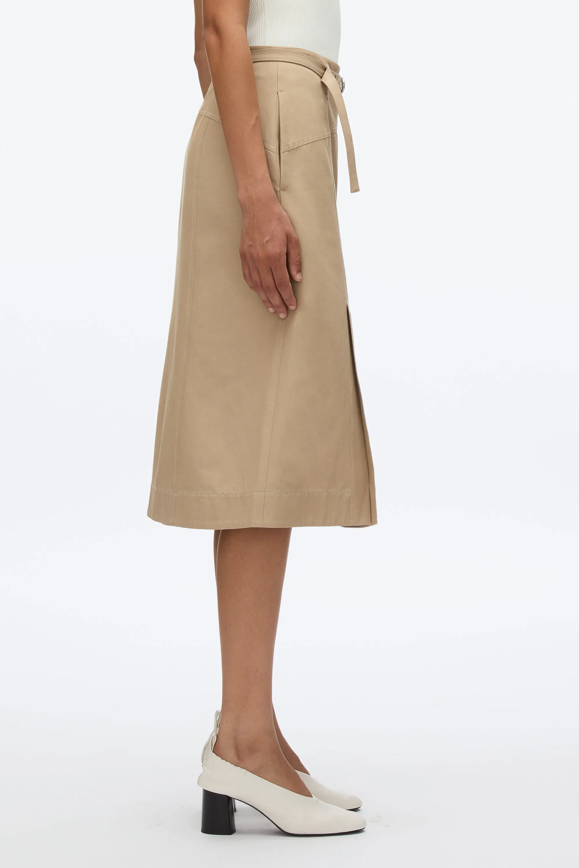 Utility Skirt with Zip Chiffon Godet