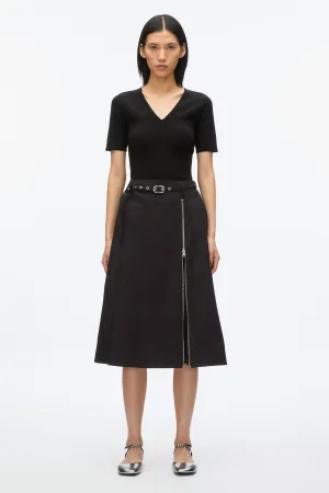 Utility Skirt with Zip Chiffon Godet