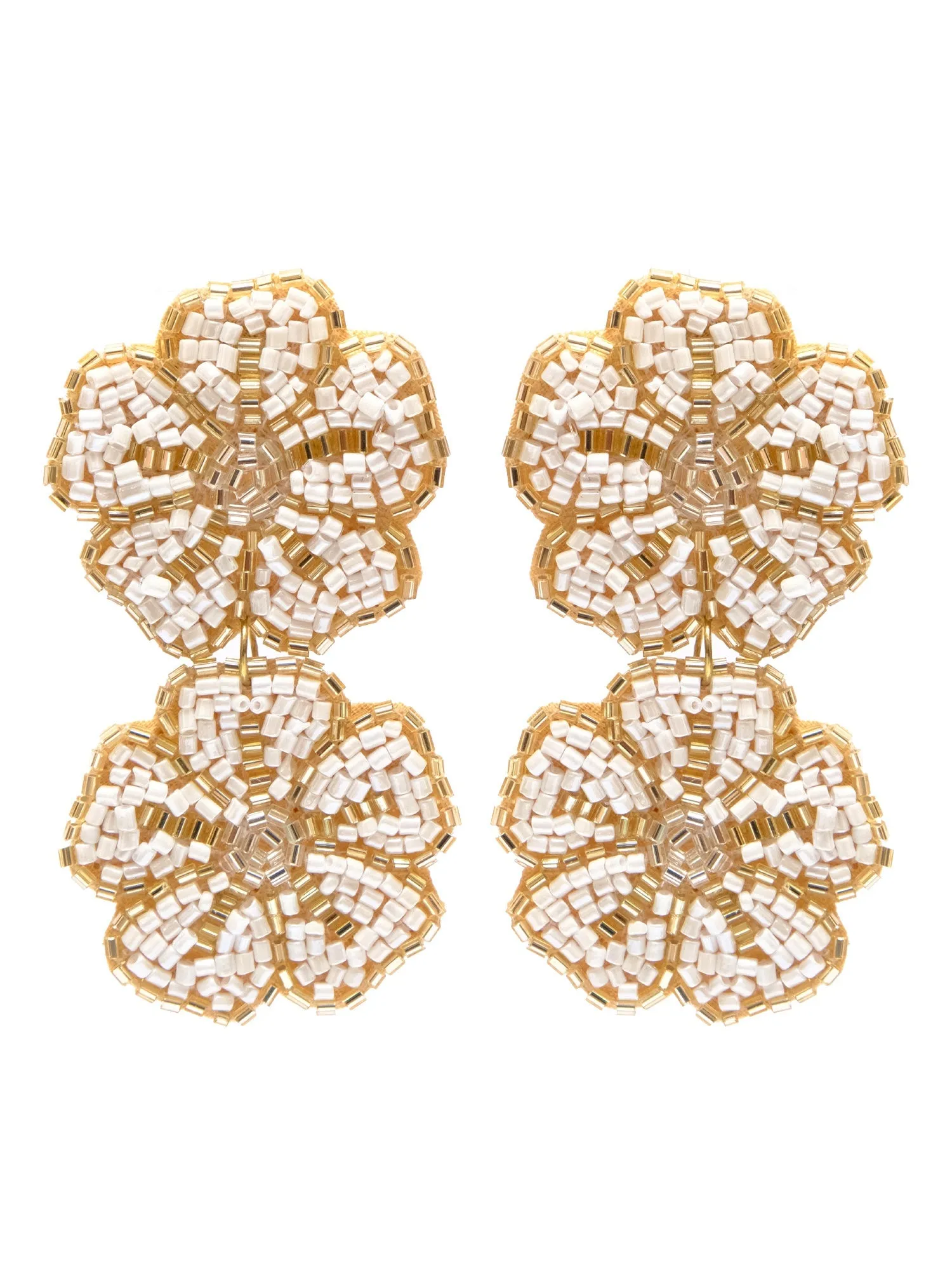 White Bohemian Handmade Floral Drop Earrings