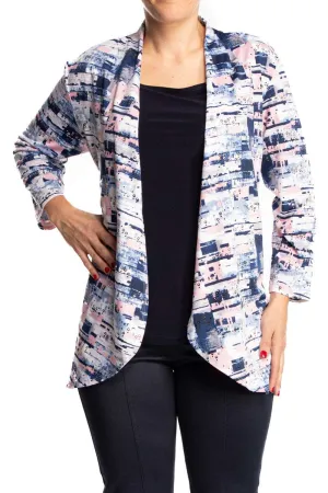 Women's Cardigan Blue and Pink with a Touch of Glitter Made in Canada
