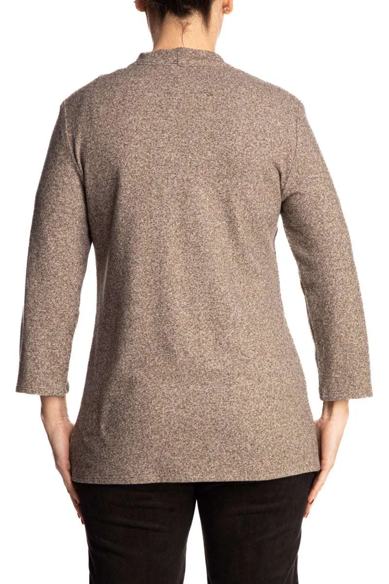 Women's Cardigan Mocha Soft Taupe Quality Stretch Comfort fabric Easy care True to Size Fit  Sizes S-XLARGE Our Best Seller Now On Sale 50 Off Quality Made in Canada Exclusive AT Yvonne Marie Boutiques