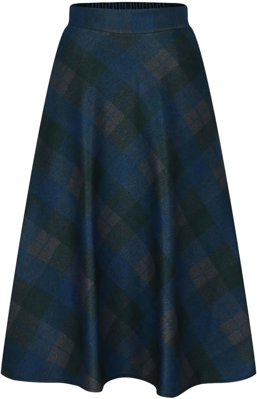 Women's Long Plaid Skirt Fall Winter High Waist A-line Pleated Maxi Skirts 2025 Spring Summer Trendy Vintage Dress