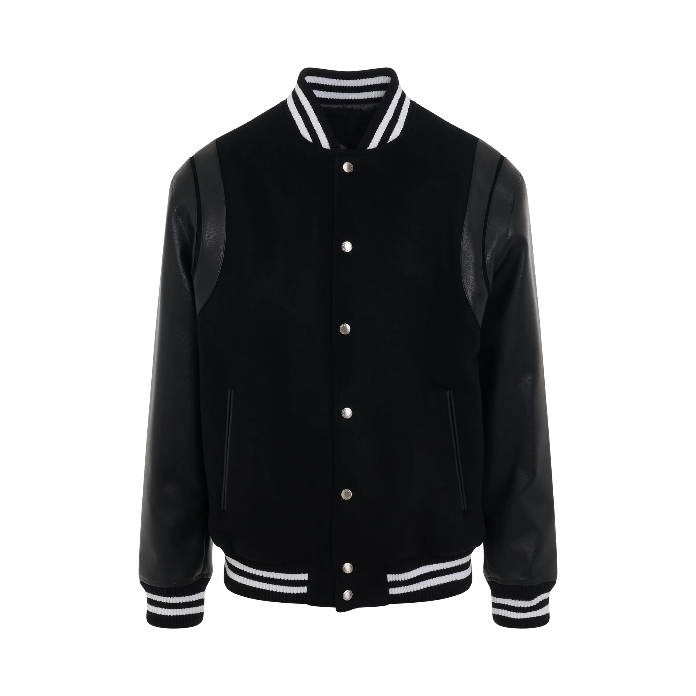 Wool & Leather Teddy Jacket in Black