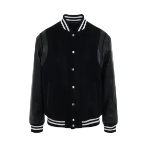 Wool & Leather Teddy Jacket in Black