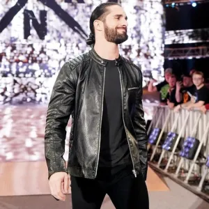 WWE Black Stylish Leather Jacket Worn by Seth Rollins | Seth Rollins Leather Jacket