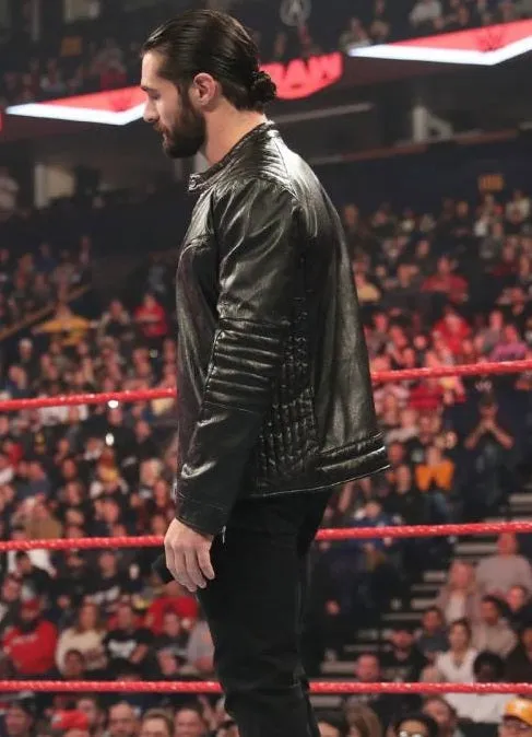 WWE Black Stylish Leather Jacket Worn by Seth Rollins | Seth Rollins Leather Jacket