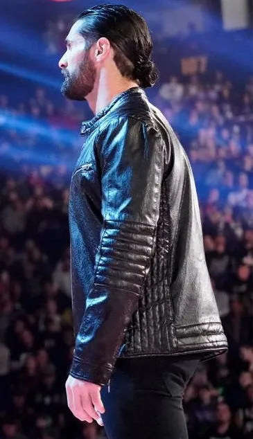 WWE Black Stylish Leather Jacket Worn by Seth Rollins | Seth Rollins Leather Jacket